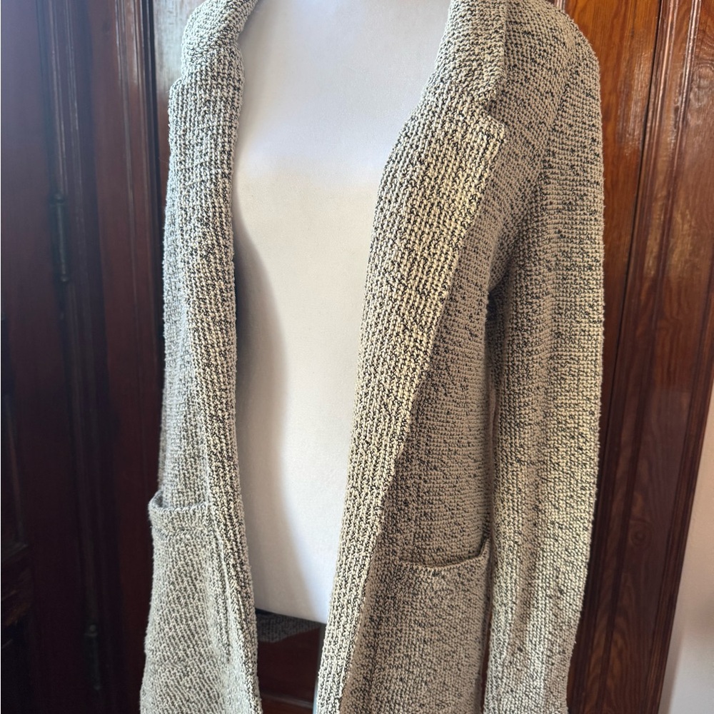 Astr Cream Textured Open-Front Cardigan- sweatshirt blazer